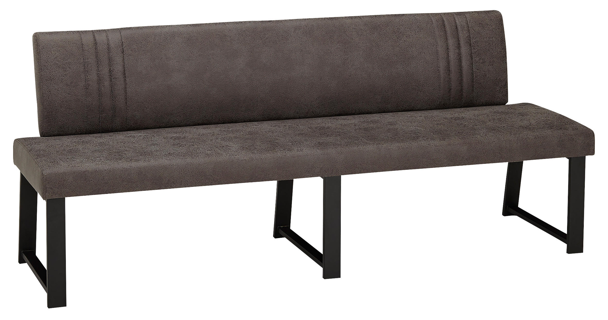 SITZBANK 200/86/60 cm Mikrofaser Schwarz, Dunkelgrau - Dunkelgrau/Schwarz, Design, Textil/Metall (200/86/60cm) - Venda