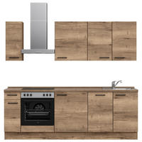 KÜCHENLEERBLOCK 240 cm   in Eiche dunkel  - Eiche dunkel/Schwarz, MODERN, Holzwerkstoff/Metall (240cm) - Nobilia