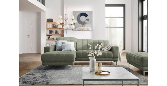 ECKSOFA in Webstoff Grün  187/260 cm  - Chromfarben/Grün, Design, Textil/Metall (187/260cm) - Xora
