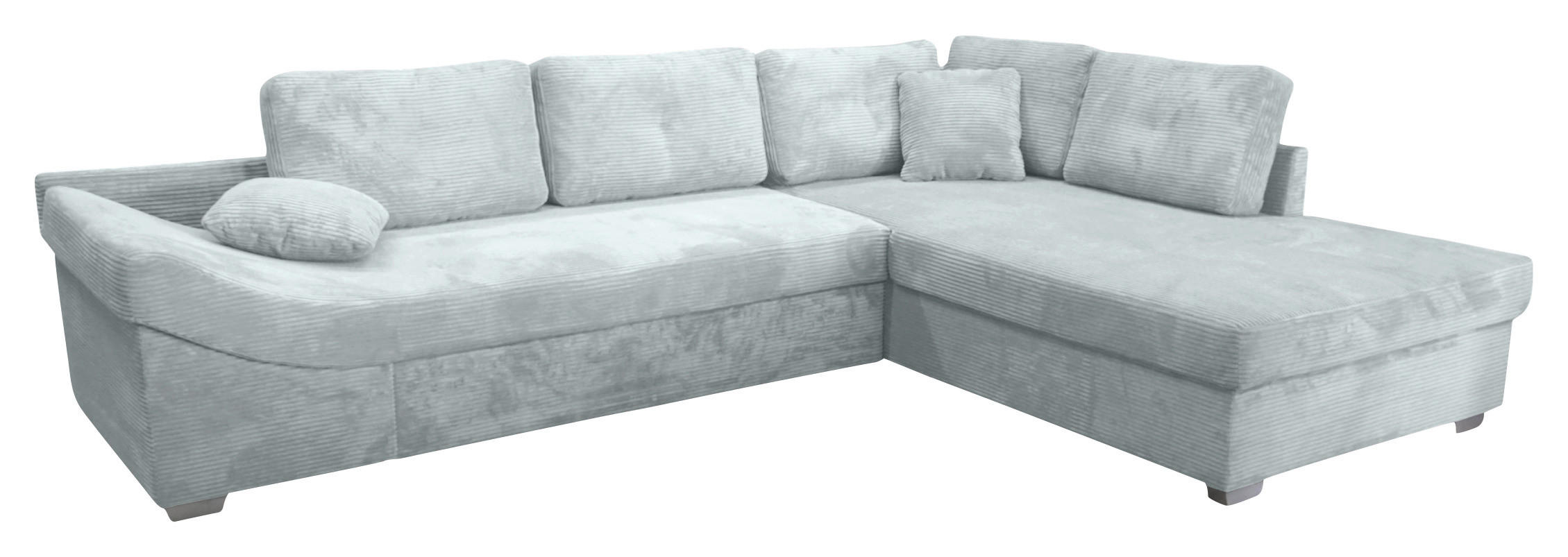 ECKSOFA Hellgrau Cord  - Silberfarben/Hellgrau, KONVENTIONELL, Holz/Textil (298/202cm) - Carryhome