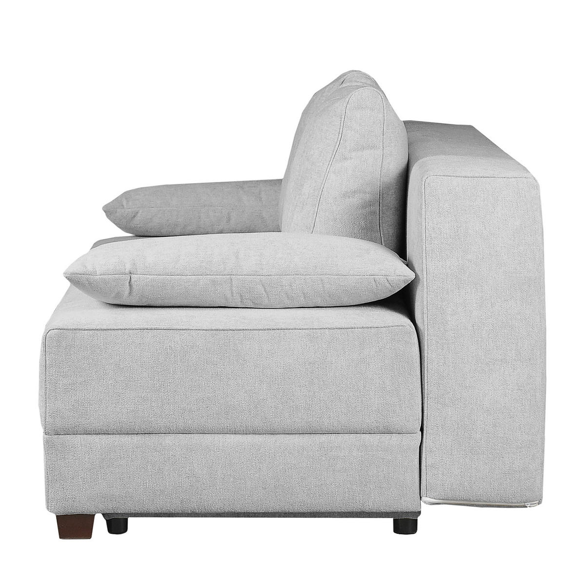 SCHLAFSOFA Webstoff Hellgrau  - Dunkelbraun/Hellgrau, Design, Holz/Textil (202/85/110cm) - MID.YOU