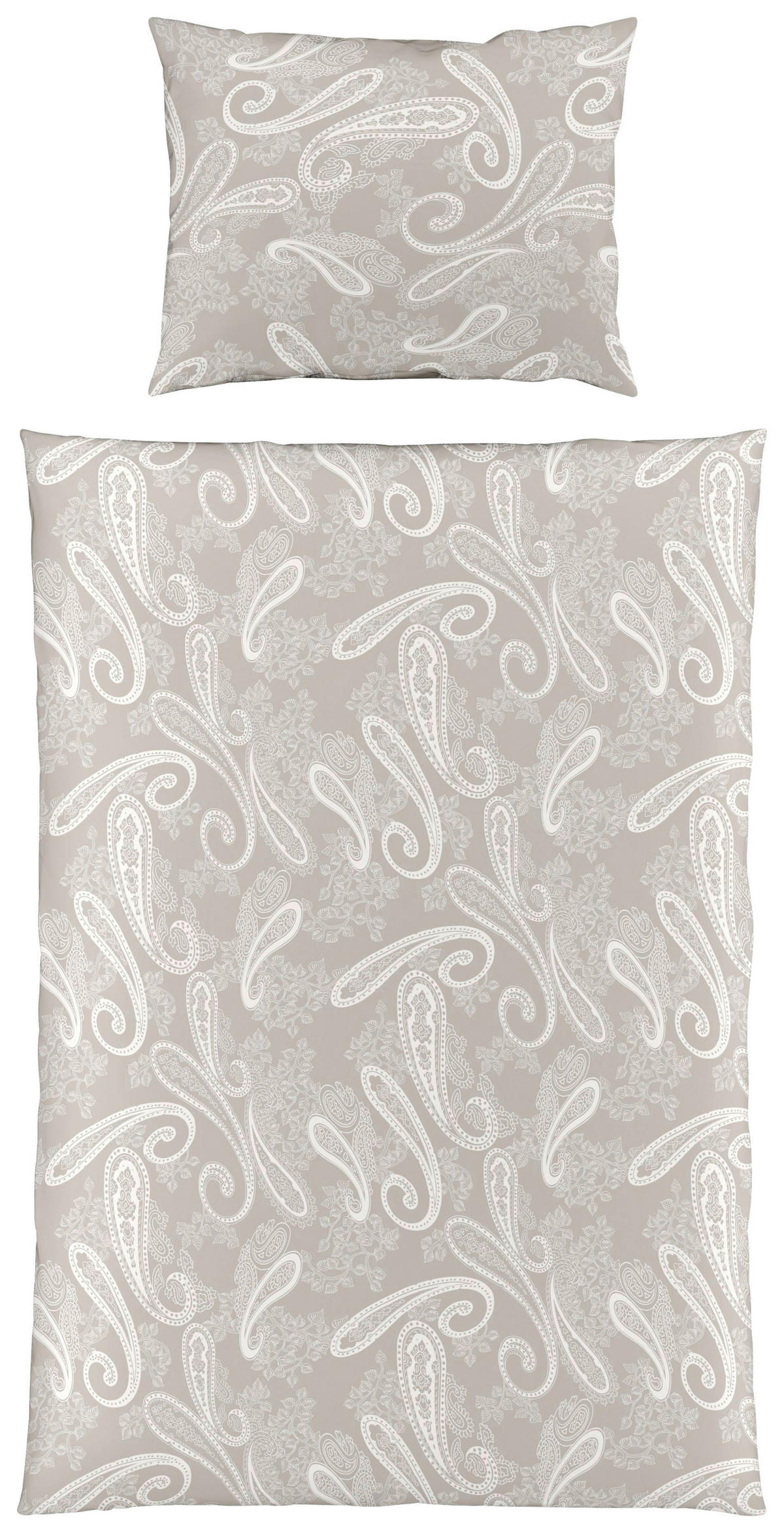BETTWÄSCHE Makosatin 140/200 cm  - Sandfarben/Weiß, Basics, Textil (140/200cm) - Fleuresse
