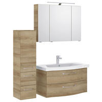 BADEZIMMER 4-teilig  in 128 cm  - Chromfarben/Eichefarben, KONVENTIONELL, Glas/Keramik (128cm) - Pelipal