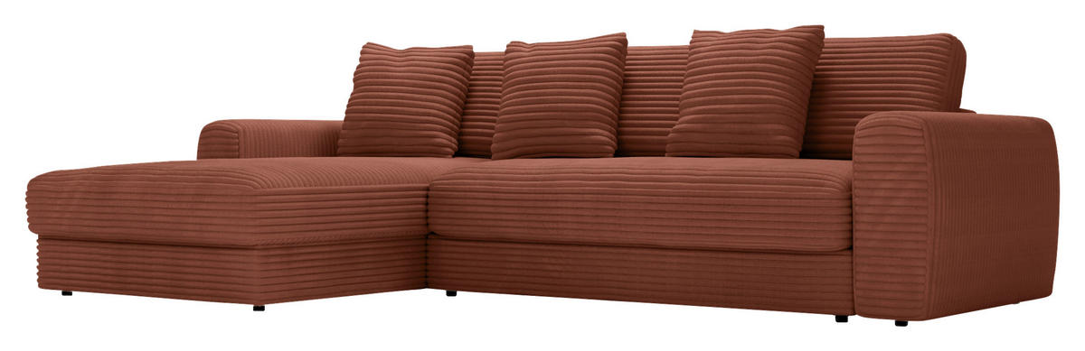 ECKSOFA Bronzefarben Cord  - Schwarz/Bronzefarben, MODERN, Kunststoff/Textil (182/302cm) - Carryhome