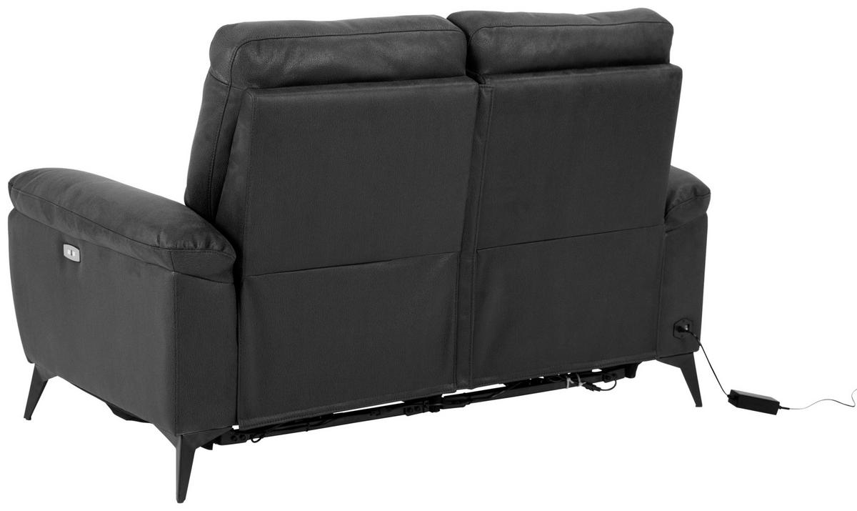 2-SITZER-SOFA Lederlook, Mikrofaser Grau  - Schwarz/Grau, KONVENTIONELL, Textil/Metall (160/102/96cm) - Carryhome