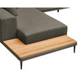 ECKSOFA  in Leinwand Dunkelbraun  271/318 cm  - Dunkelbraun/Schwarz, Design, Textil/Metall (271/318cm) - Belluti