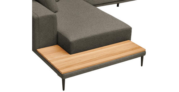 ECKSOFA  in Leinwand Dunkelbraun  271/318 cm  - Dunkelbraun/Schwarz, Design, Textil/Metall (271/318cm) - Belluti