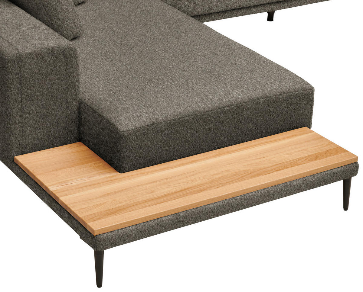 ECKSOFA  in Leinwand Dunkelbraun  271/318 cm  - Dunkelbraun/Schwarz, Design, Textil/Metall (271/318cm) - Belluti