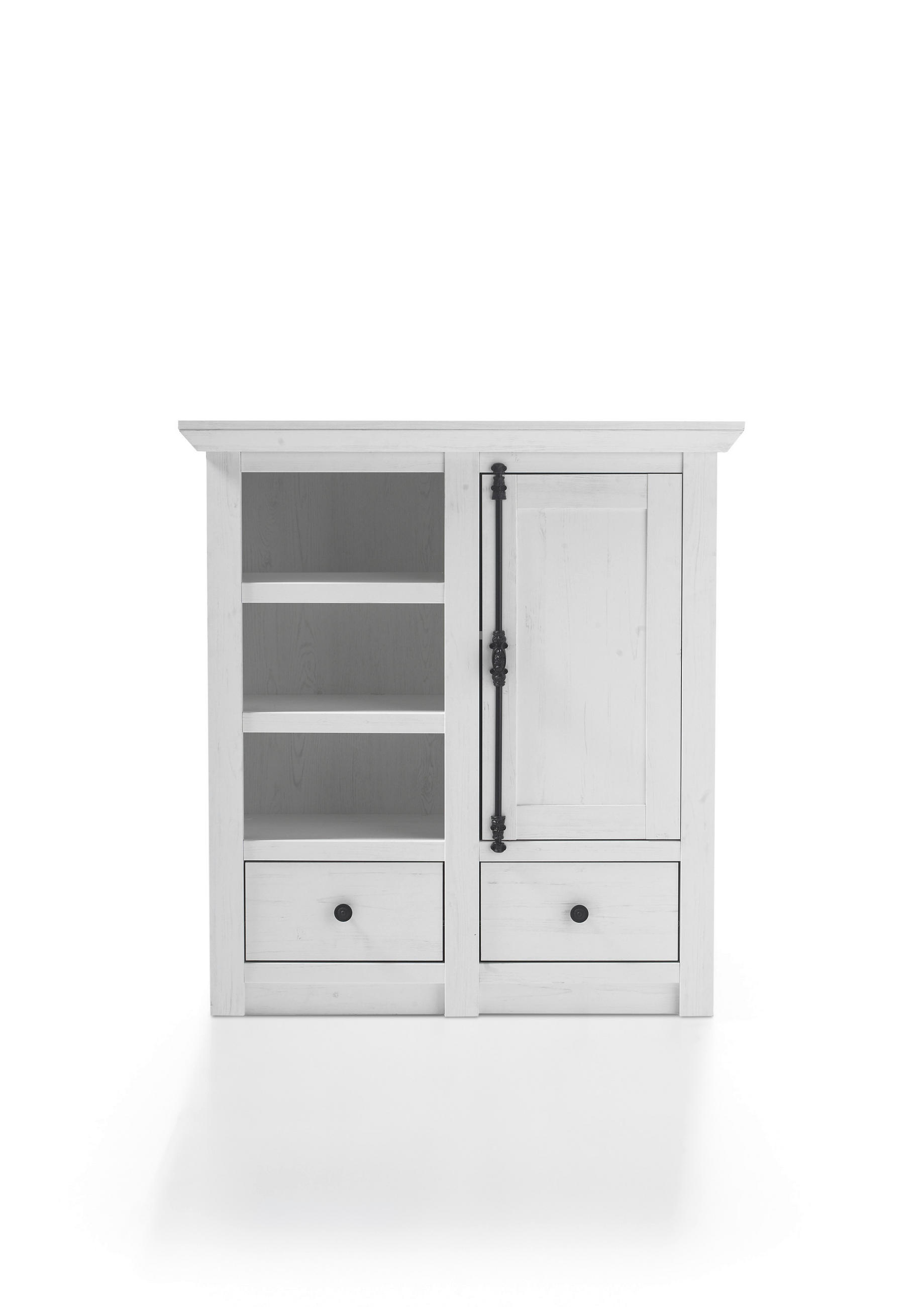 SCHUHSCHRANK Weiß, Pinienfarben  - Schwarz/Weiß, Design, Holzwerkstoff/Metall (105/115/45cm) - Modante