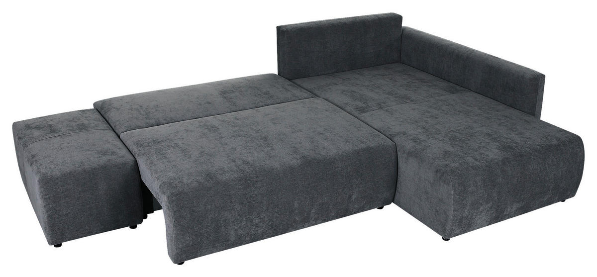 ECKSOFA in Flachgewebe Dunkelgrau  - Dunkelgrau/Schwarz, KONVENTIONELL, Kunststoff/Textil (295/200cm) - Carryhome