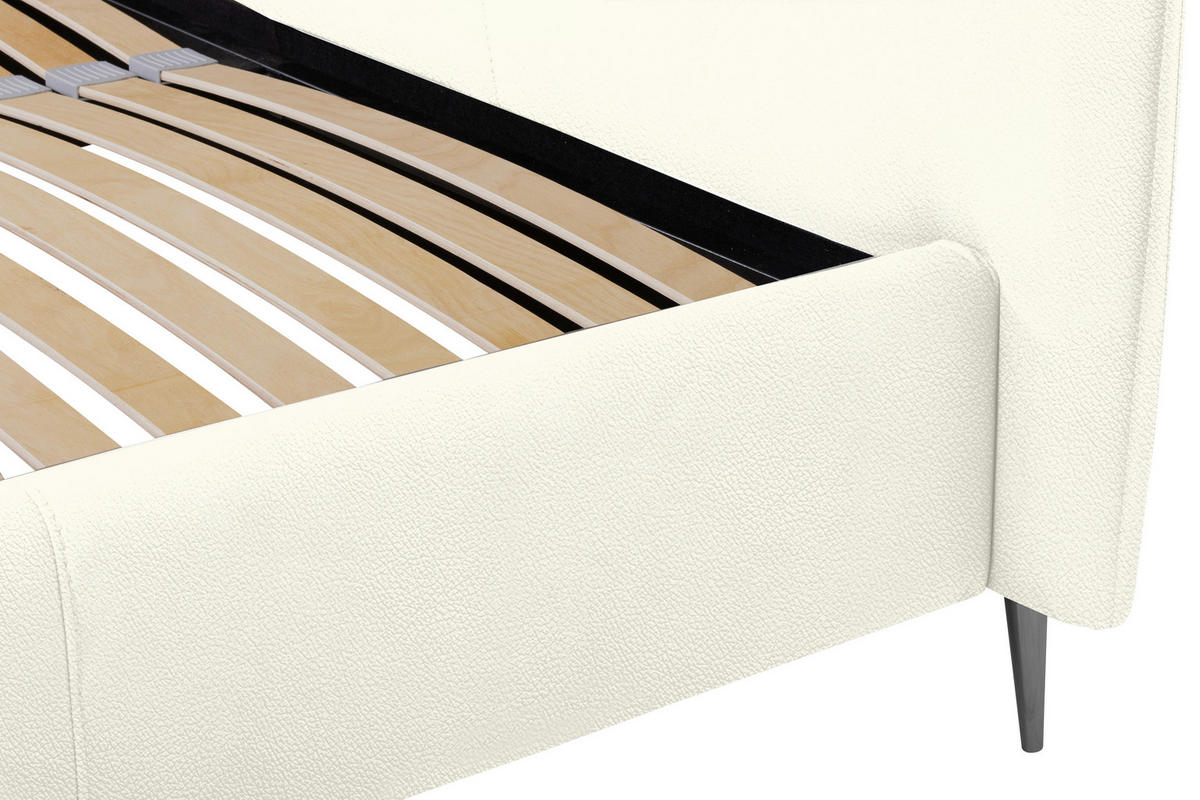 POLSTERBETT 160/200 cm,  in Weiß, gepolstertes Kopfteil, Lattenrost, Bettkasten,  - Schwarzchrom/Weiß, KONVENTIONELL, Leder/Holz (160/200cm) - Esposa