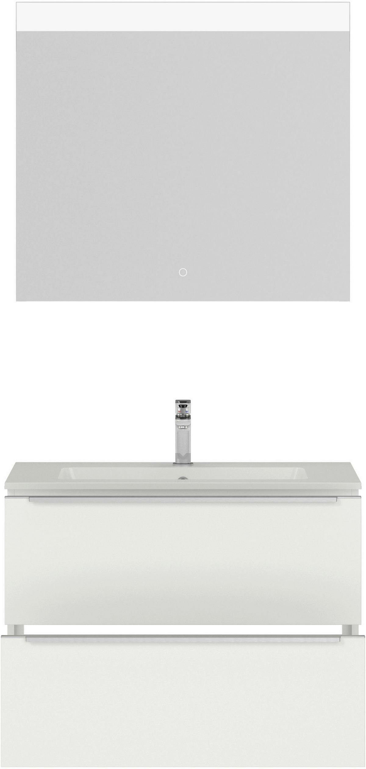 BADEZIMMER 3-teilig  in 81 cm  - Edelstahlfarben/Weiß, MODERN, Holzwerkstoff/Stein (81cm) - Nobilia