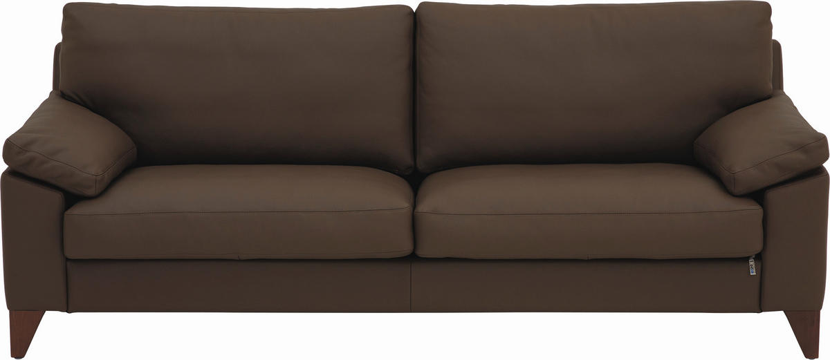 2-SITZER-SOFA  in Echtleder Dunkelbraun  - Dunkelbraun/Nussbaumfarben, Design, Leder/Holz (188/84/87cm) - Erpo