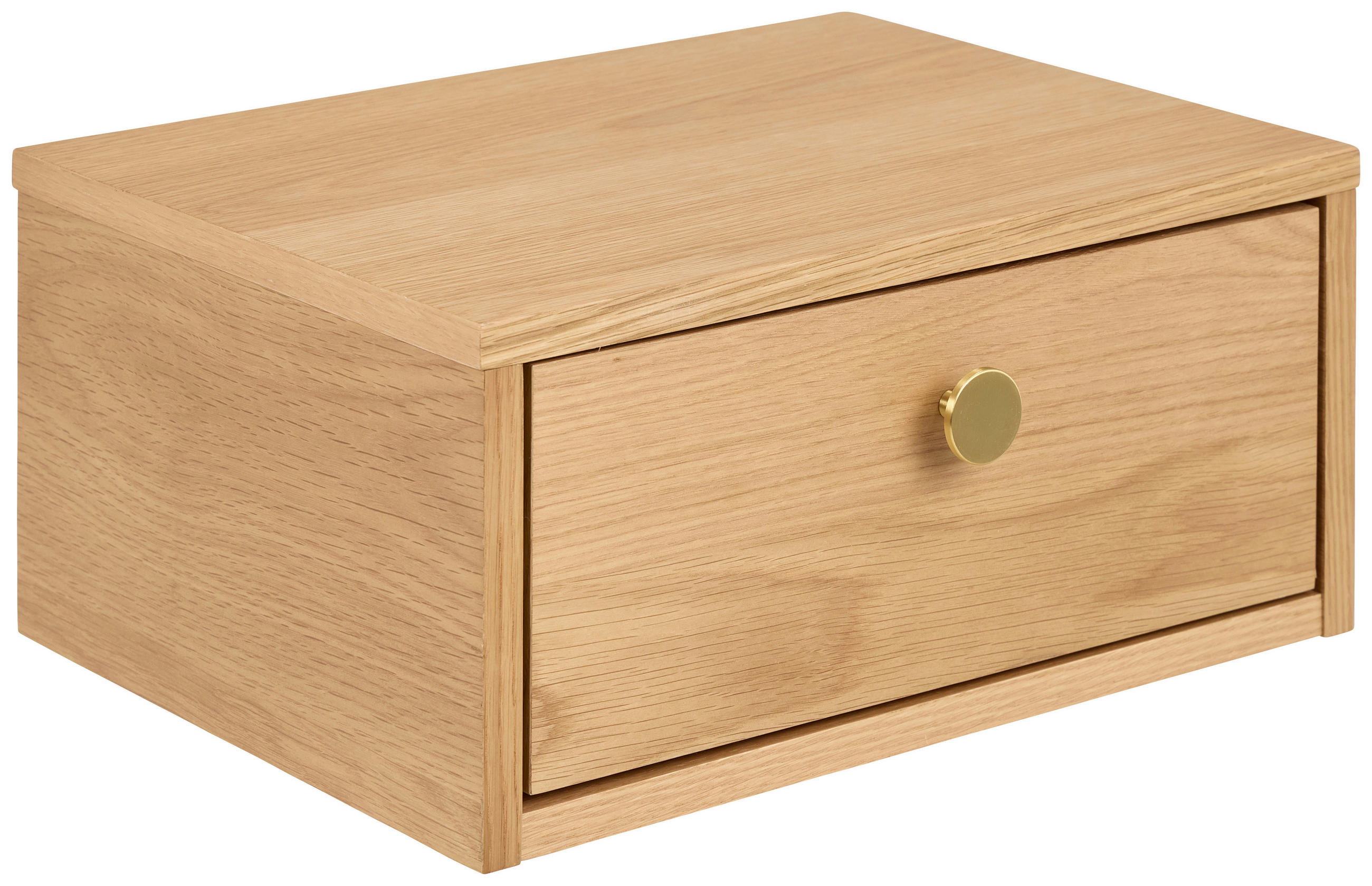 NACHTSCHRANK 40/18/30 cm, Eichefarben, furniert  - Eichefarben/Goldbraun, MODERN, Holzwerkstoff/Metall (40/18/30cm) - MID.YOU