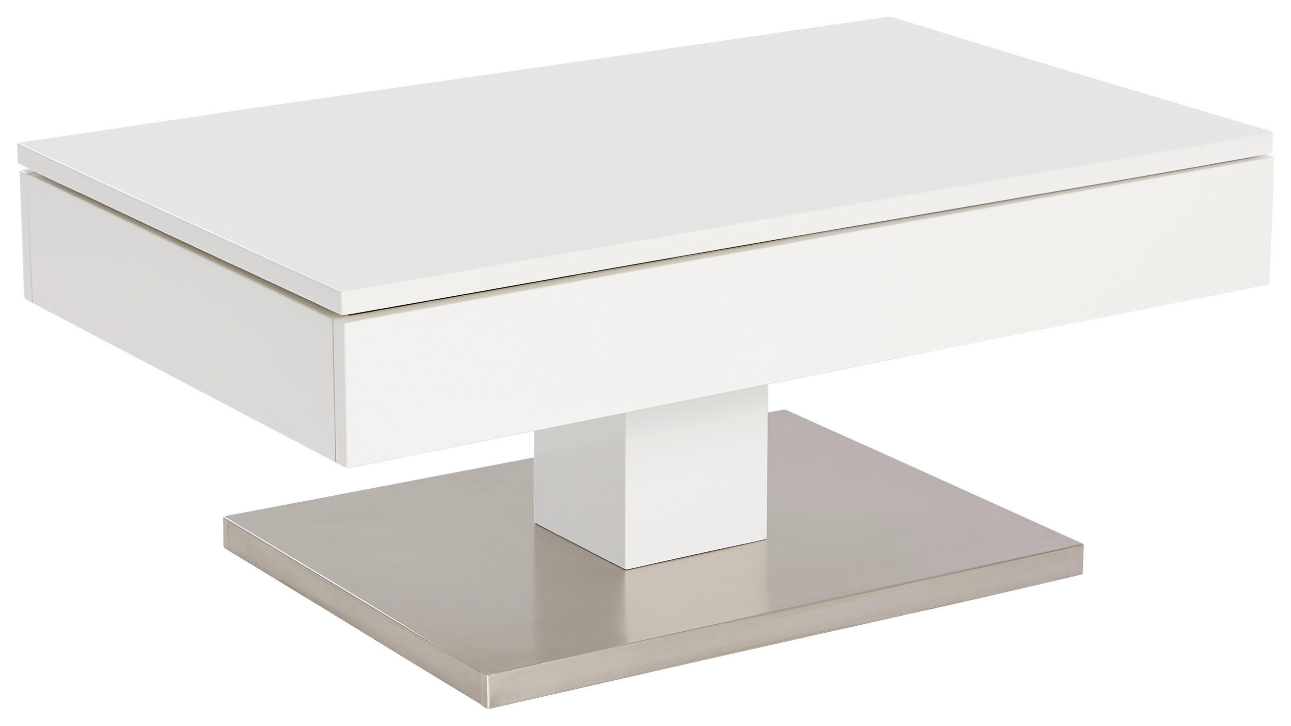 KLUBSKA MIZA, bela, barve nerjavečega jekla  - barve nerjavečega jekla/bela, Design, kovina/leseni material (100/60/42,5cm) - Carryhome