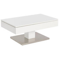 KLUBSKA MIZA, bela, barve nerjavečega jekla  - barve nerjavečega jekla/bela, Design, kovina/leseni material (100/60/42,5cm) - Carryhome