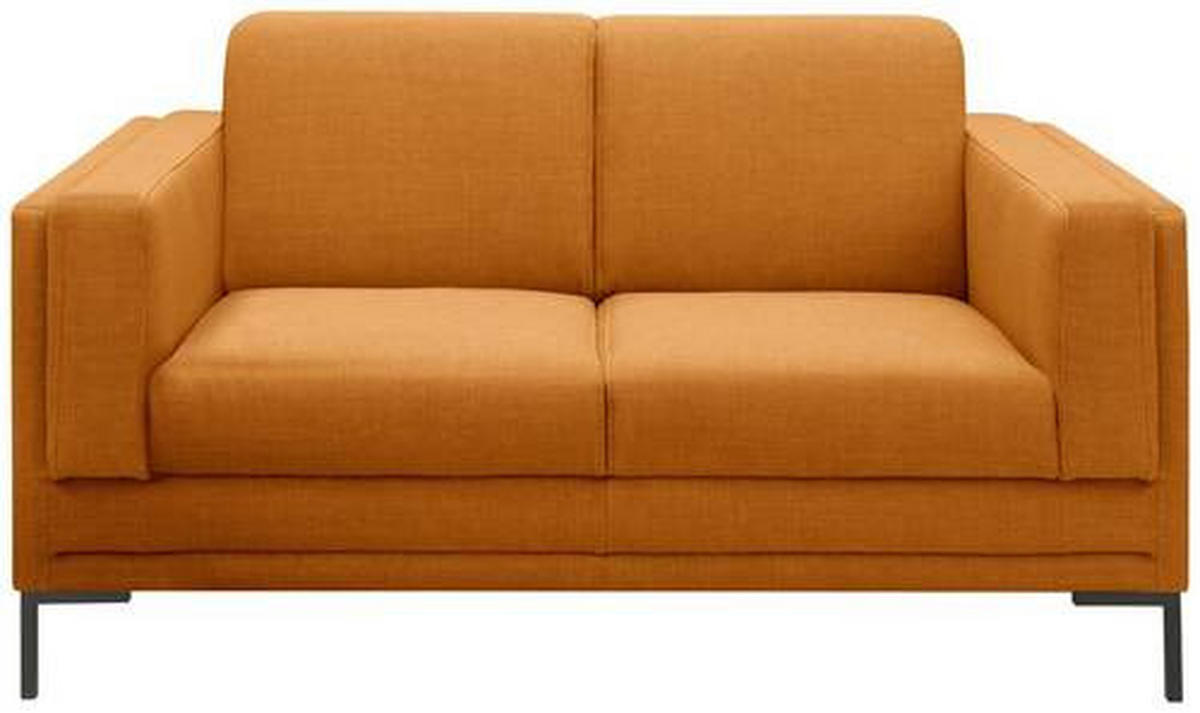 2-SITZER-SOFA Webstoff Orange  - Silberfarben/Schwarz, Design, Textil/Metall (155/82/90cm) - LOOKS by W.Joop