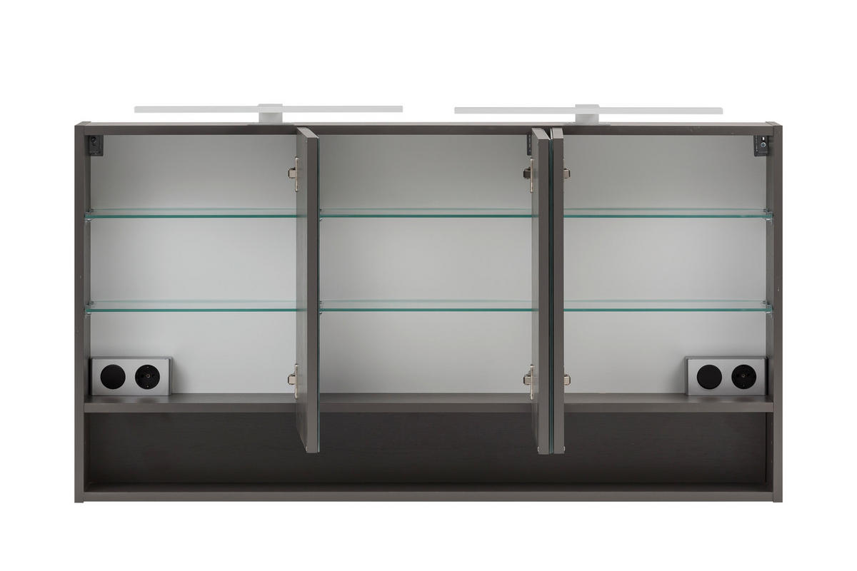 SPIEGELSCHRANK 120/64/20 cm  - Alufarben/Graphitfarben, Natur, Glas/Holzwerkstoff (120/64/20cm) - Xora