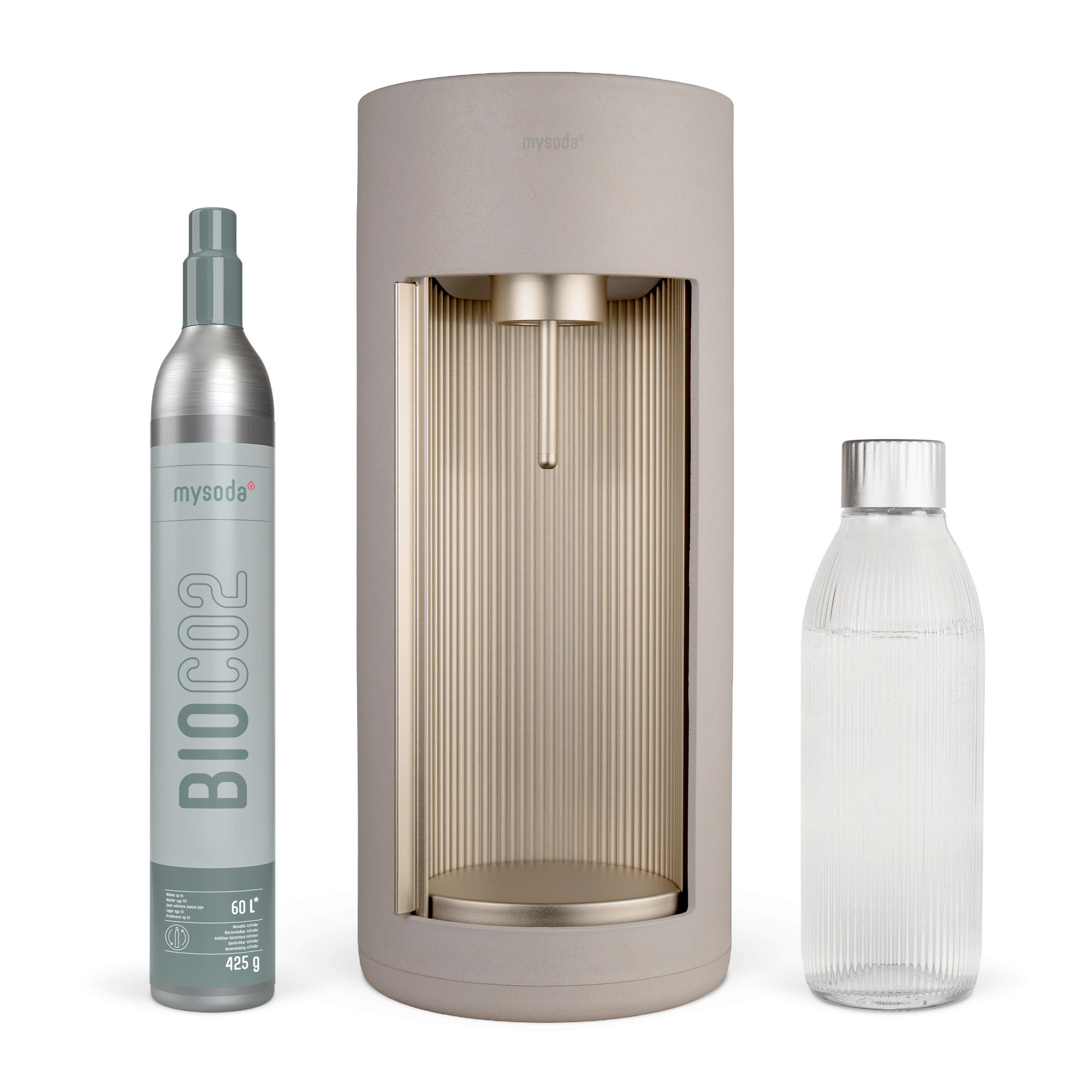 WASSERSPRUDLER GLASSY CLAY  - Creme, Basics, Holzwerkstoff/Kunststoff (18.8/44.4cm) - mysoda