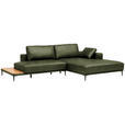 ECKSOFA  in Echtleder Grün  304/201 cm  - Schwarz/Grün, Design, Leder/Metall (304/201cm) - Belluti