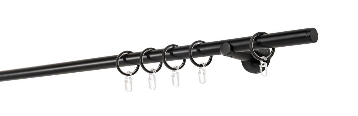 VORHANGSTANGENSET 190 cm  - Schwarz, Basics, Metall (190cm)
