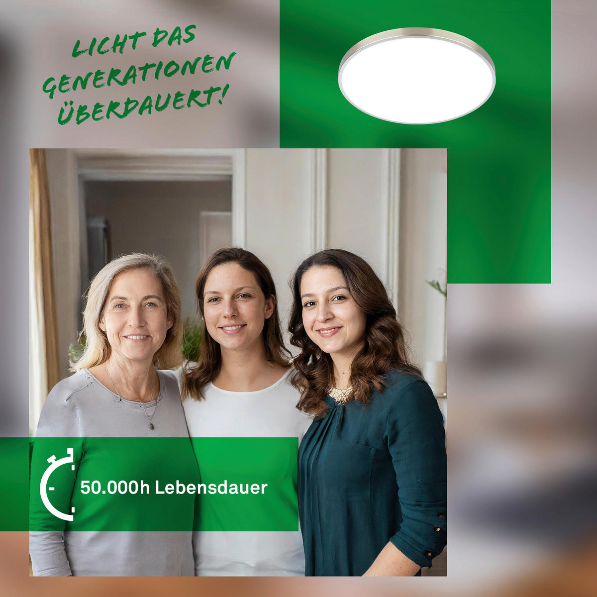 LED-DECKENLEUCHTE Kaida 38/6.5 cm   - Nickelfarben, Basics, Kunststoff/Metall (38/6.5cm)