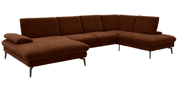WOHNLANDSCHAFT in Webstoff Rostfarben  - Rostfarben/Schwarz, Design, Textil/Metall (157/354/208cm) - Dieter Knoll