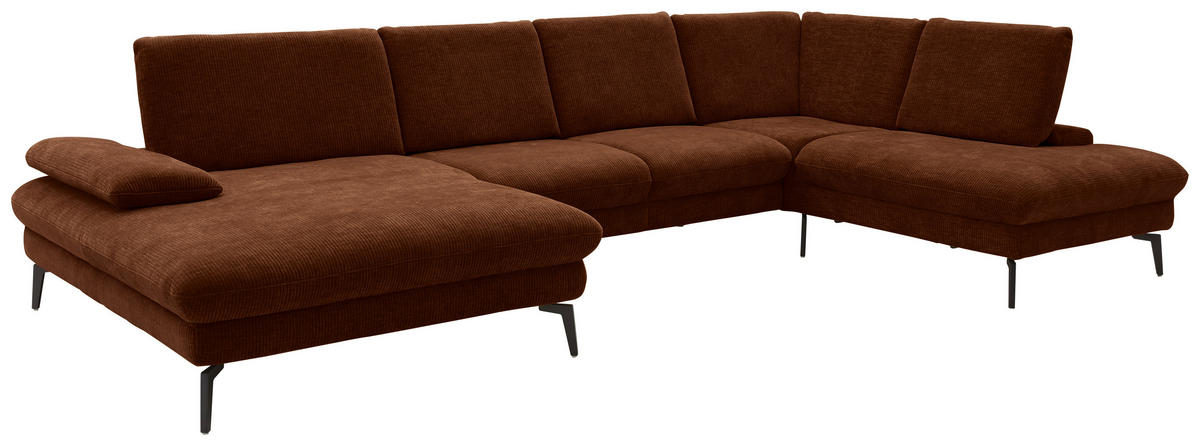 WOHNLANDSCHAFT in Webstoff Rostfarben  - Rostfarben/Schwarz, Design, Textil/Metall (157/354/208cm) - Dieter Knoll