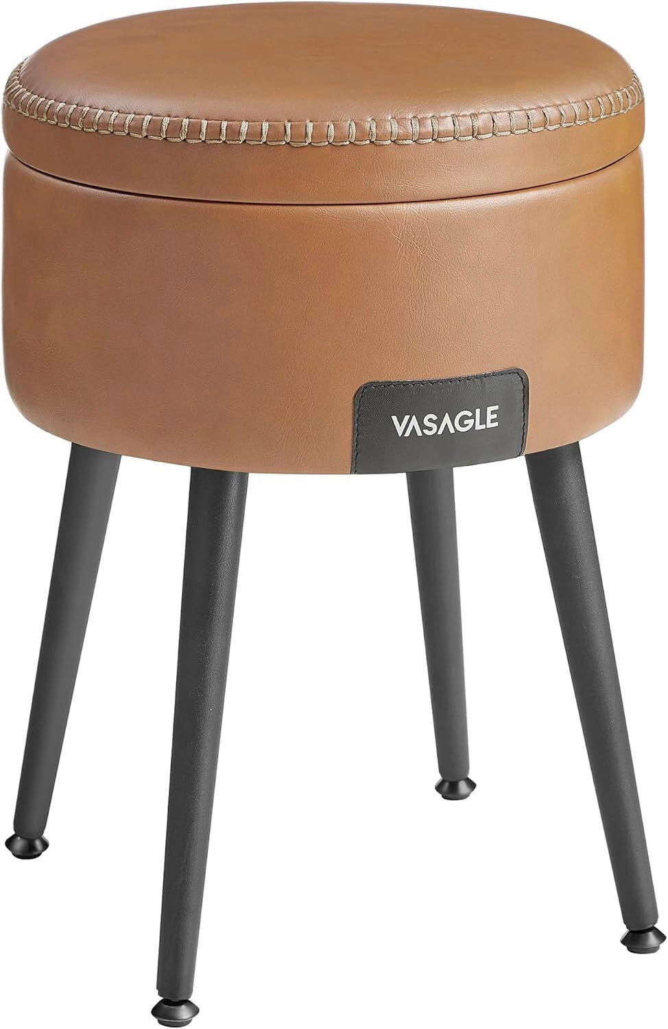 HOCKER Lederlook Schwarz, Cognac  - Cognac/Creme, Trend, Textil/Metall (32/44/32cm) - MID.YOU