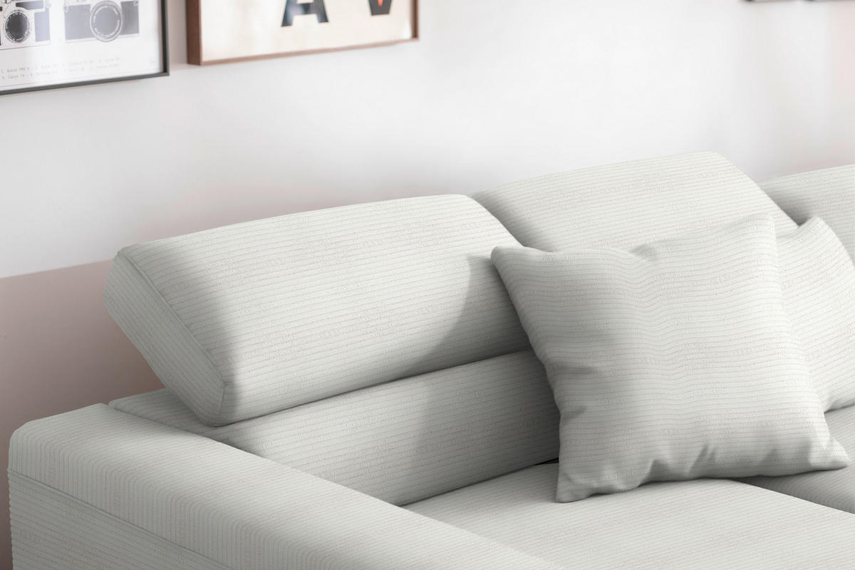ECKSOFA Cord Weiss  - Weiss/Schwarz, Design, Textil/Metall (215-217/293cm) - Schöner Wohnen