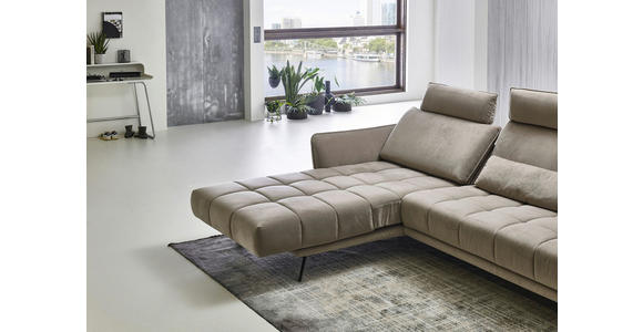 ECKSOFA in Mikrofaser Hellbraun  - Hellbraun/Schwarz, KONVENTIONELL, Textil/Metall (178/285cm) - Carryhome