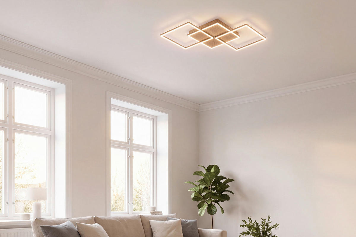 LED-DECKENLEUCHTE Giga 100/49,5/5,8 cm  - Schwarz/Naturfarben, Design, Kunststoff/Metall (100/49,5/5,8cm) - Novel