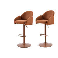 BARHOCKER-SET Webstoff Rotbraun Stahl Stoffauswahl, Sitzfläche 360° drehbar  - Rotbraun, MODERN, Textil/Metall (53/96-117/57cm) - MID.YOU