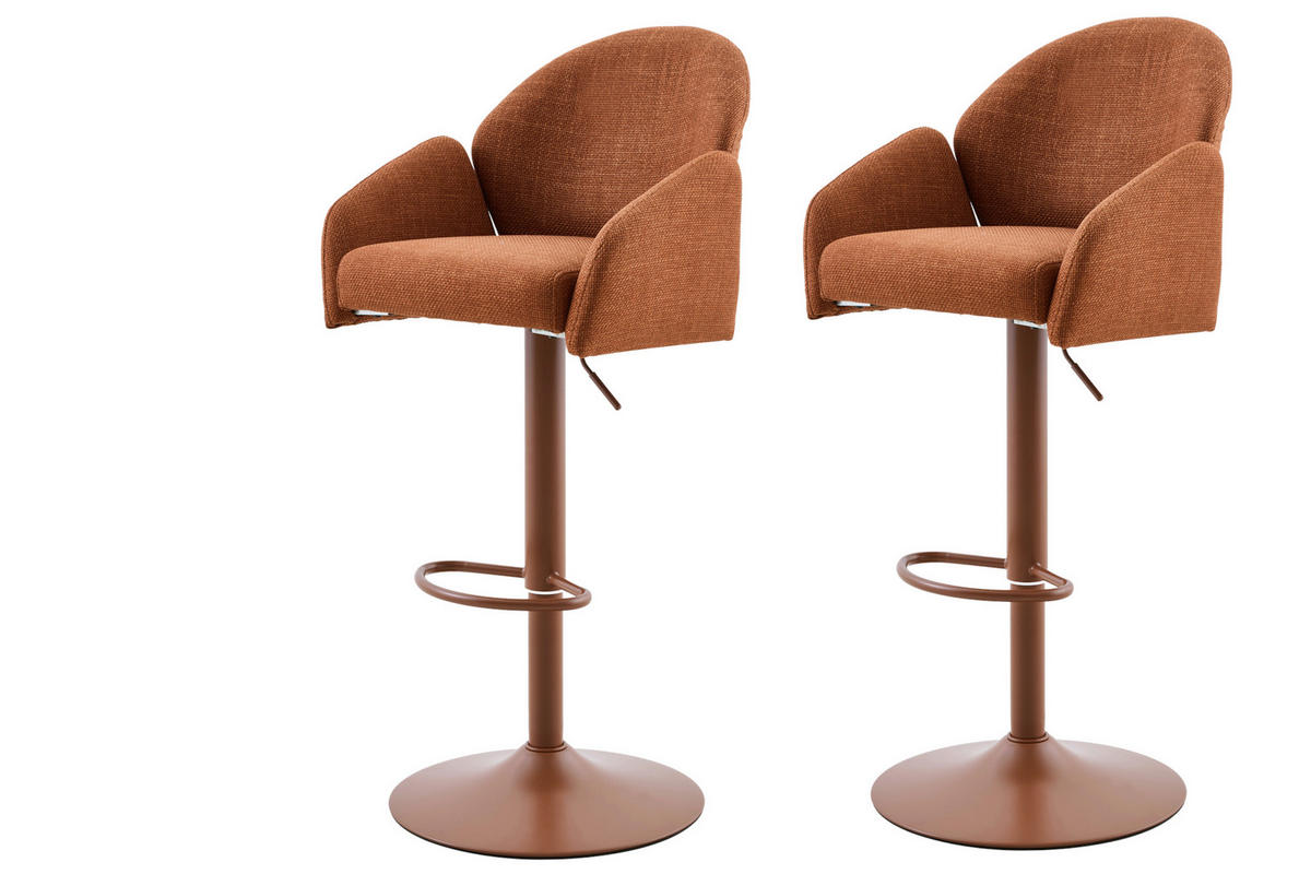 BARHOCKER-SET Webstoff Rotbraun Stahl Stoffauswahl, Sitzfläche 360° drehbar  - Rotbraun, MODERN, Textil/Metall (53/96-117/57cm) - MID.YOU