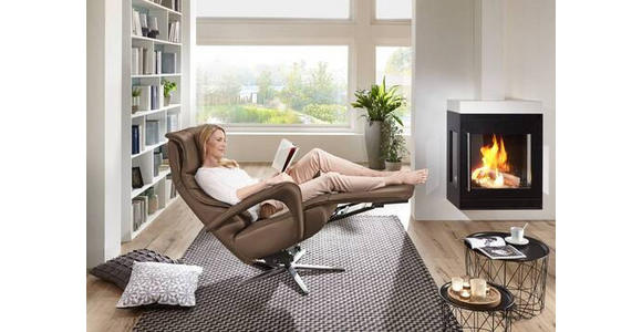 RELAXSESSEL in Leder Graubraun - Edelstahlfarben/Graubraun, Design, Leder/Metall (75/106/88cm) - Dieter Knoll