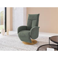 RELAXSESSEL GLENDALE E Flachgewebe Kopfteilverstellung, Rücken echt    - Dunkelgrün/Eichefarben, KONVENTIONELL, Holzwerkstoff/Textil (75/112/82cm) - Sit & More