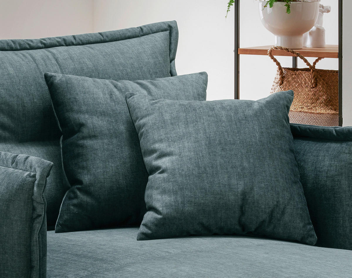 XXL-SESSEL in Velours Hellblau  - Schwarz/Hellblau, Modern, Textil/Metall (111/101/167cm) - Livetastic