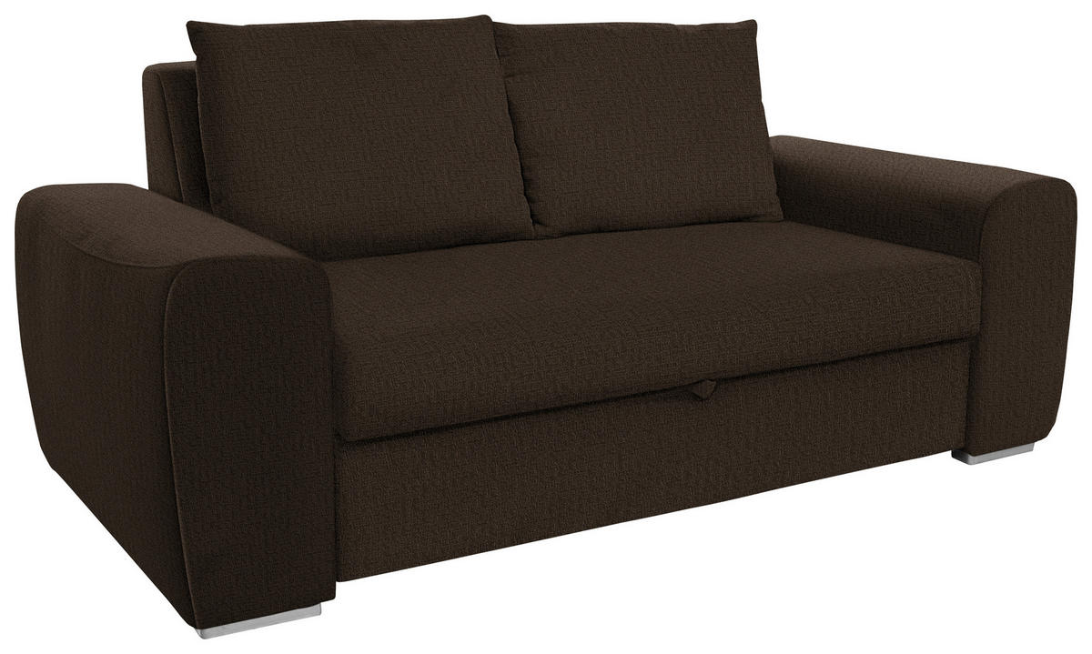 SCHLAFSOFA in Textil Dunkelbraun  - Chromfarben/Dunkelbraun, Design, Holz/Textil (199/92/97cm) - Livetastic