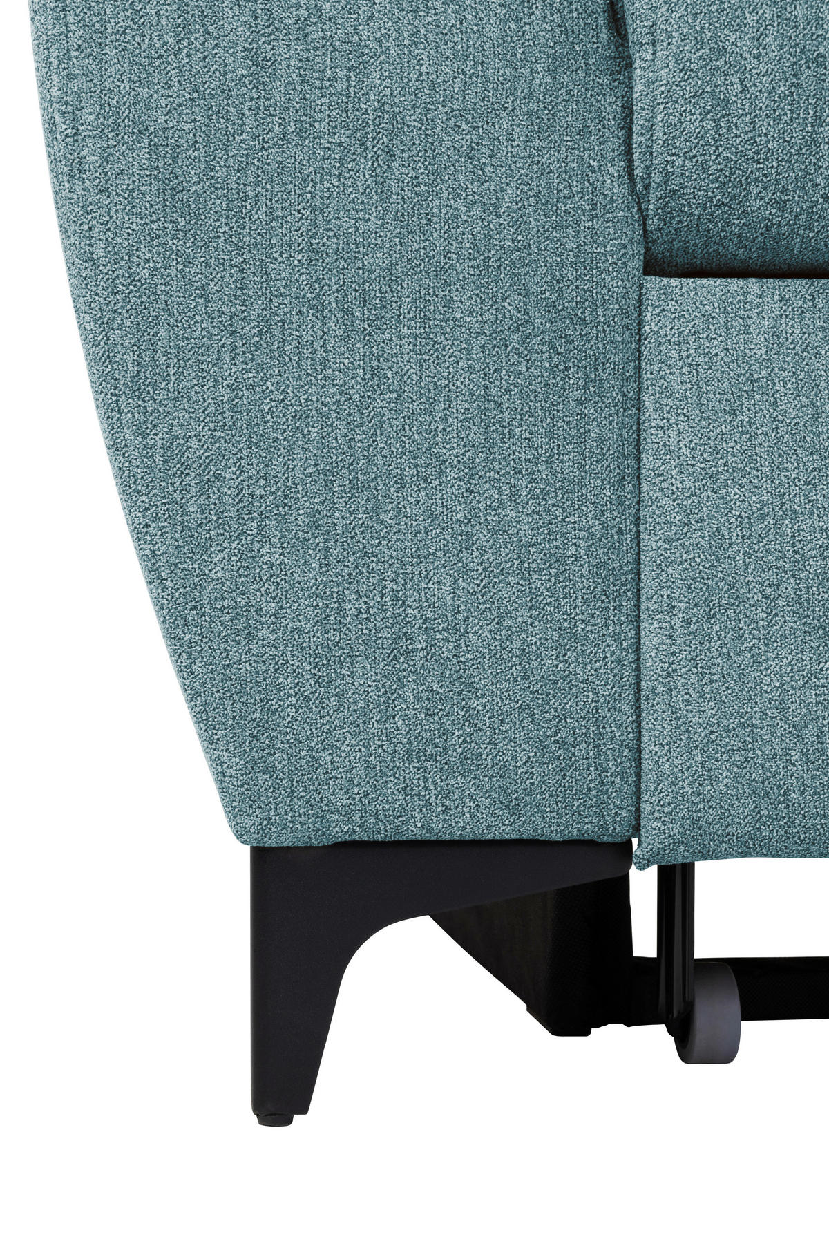ECKSOFA in Velours Petrol  - Petrol/Schwarz, Konventionell, Textil/Metall (255/217cm) - MID.YOU