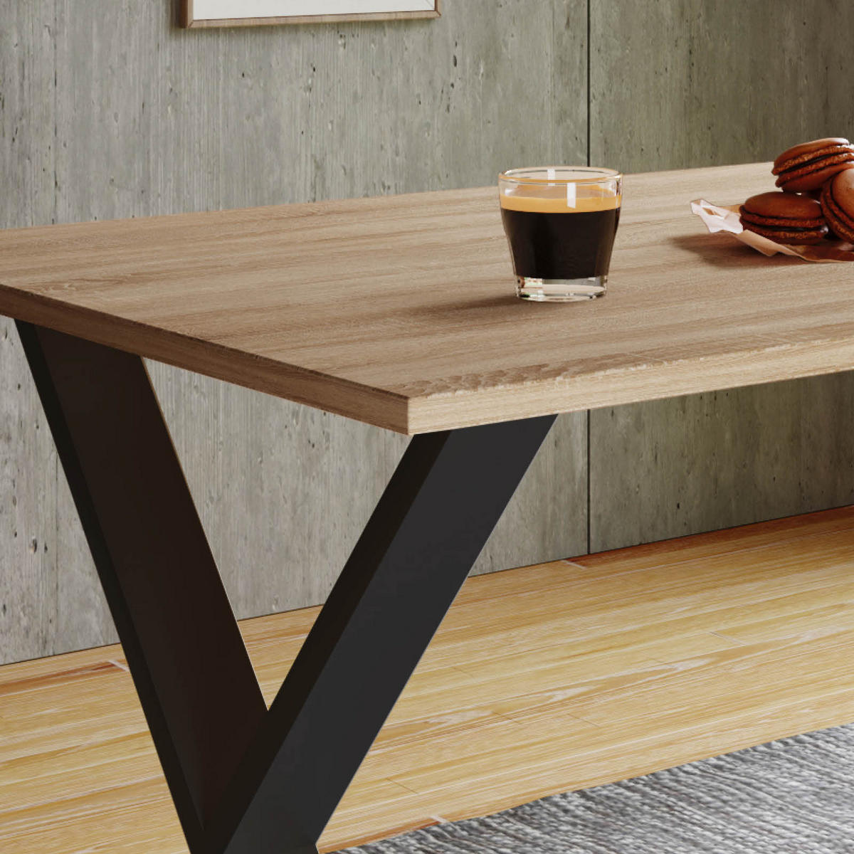 ESSTISCH rechteckig Sonoma Eiche  - Schwarz/Sonoma Eiche, Basics, Holzwerkstoff (110/80/76cm) - MID.YOU