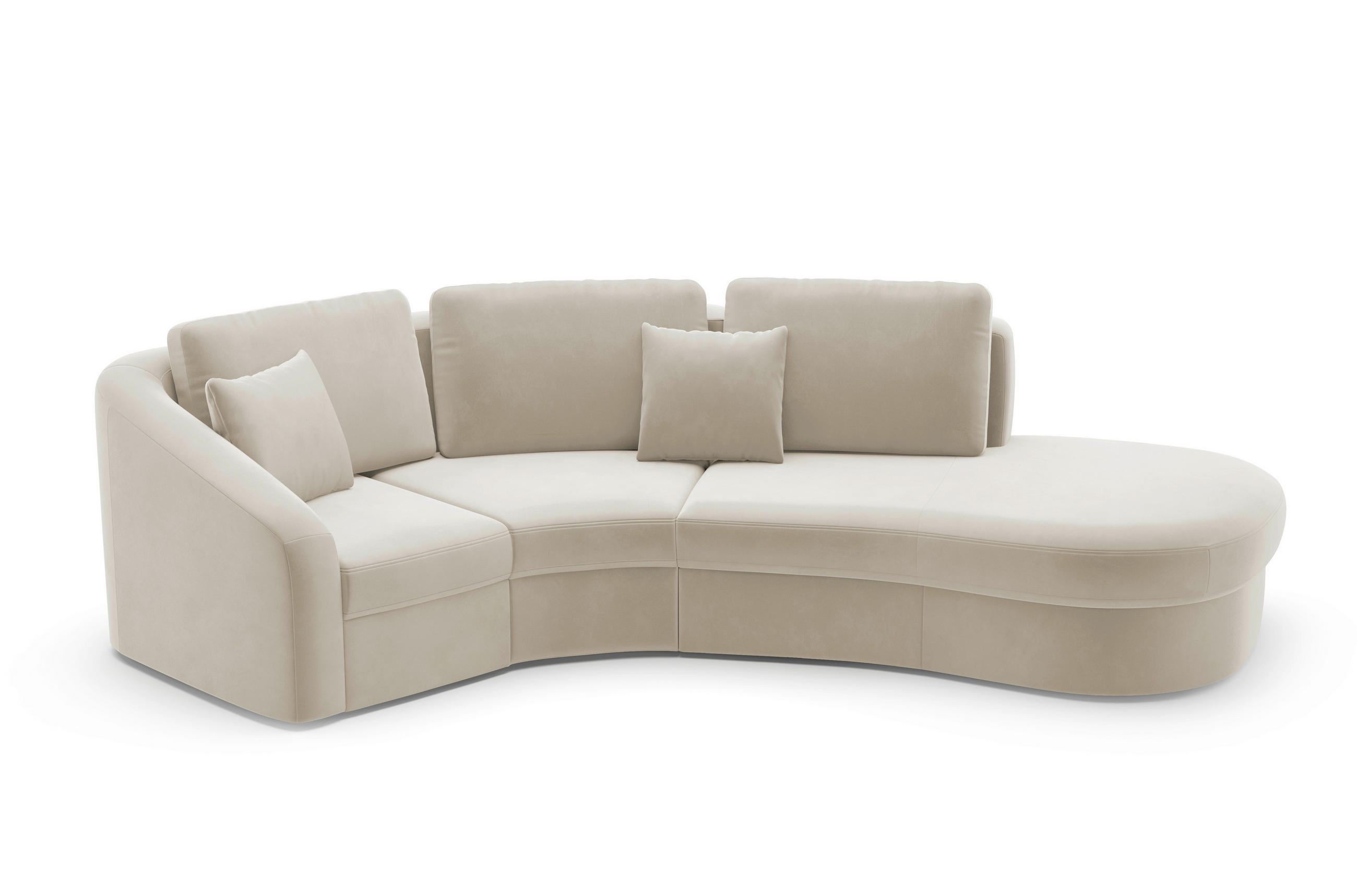 ECKSOFA in Samt Sandfarben - Sandfarben/Schwarz, Modern, Kunststoff/Textil (266/230cm) - Sit & More