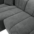 ECKSOFA Dunkelgrau Cord Zierkissen, Rücken echt  - Dunkelgrau/Schwarz, KONVENTIONELL, Kunststoff/Textil (162/250cm) - Carryhome