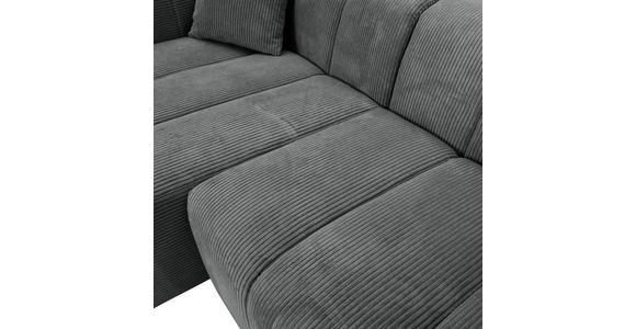 ECKSOFA Dunkelgrau Cord Zierkissen, Rücken echt  - Dunkelgrau/Schwarz, KONVENTIONELL, Kunststoff/Textil (162/250cm) - Carryhome