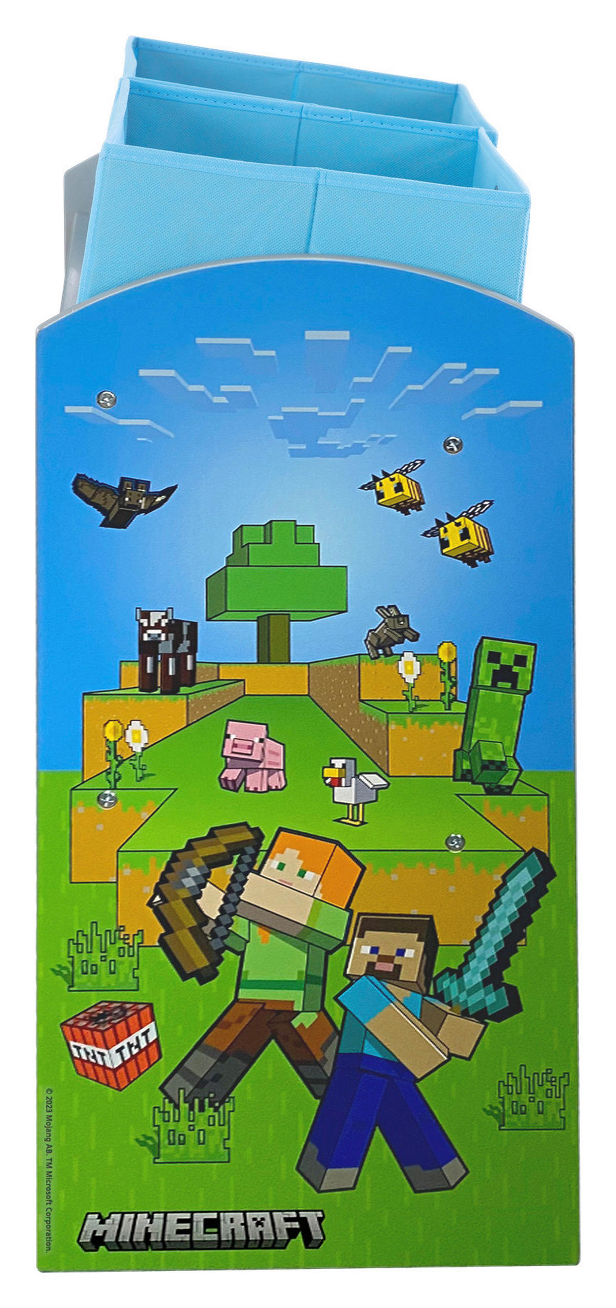 KINDERREGAL  - Blau/Multicolor, MODERN, Holzwerkstoff/Textil (60/63,5/30cm) - Minecraft