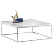 KONFERENČNÍ STOLEK, přírodní barvy, barvy chromu - přírodní barvy/barvy chromu, Design, kov/kámen (90/90/34cm) - Natuzzi