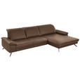 ECKSOFA Rivello in Echtleder Braun  328/193 cm  - Schwarz/Braun, Design, Leder/Metall (328/193cm) - Dieter Knoll