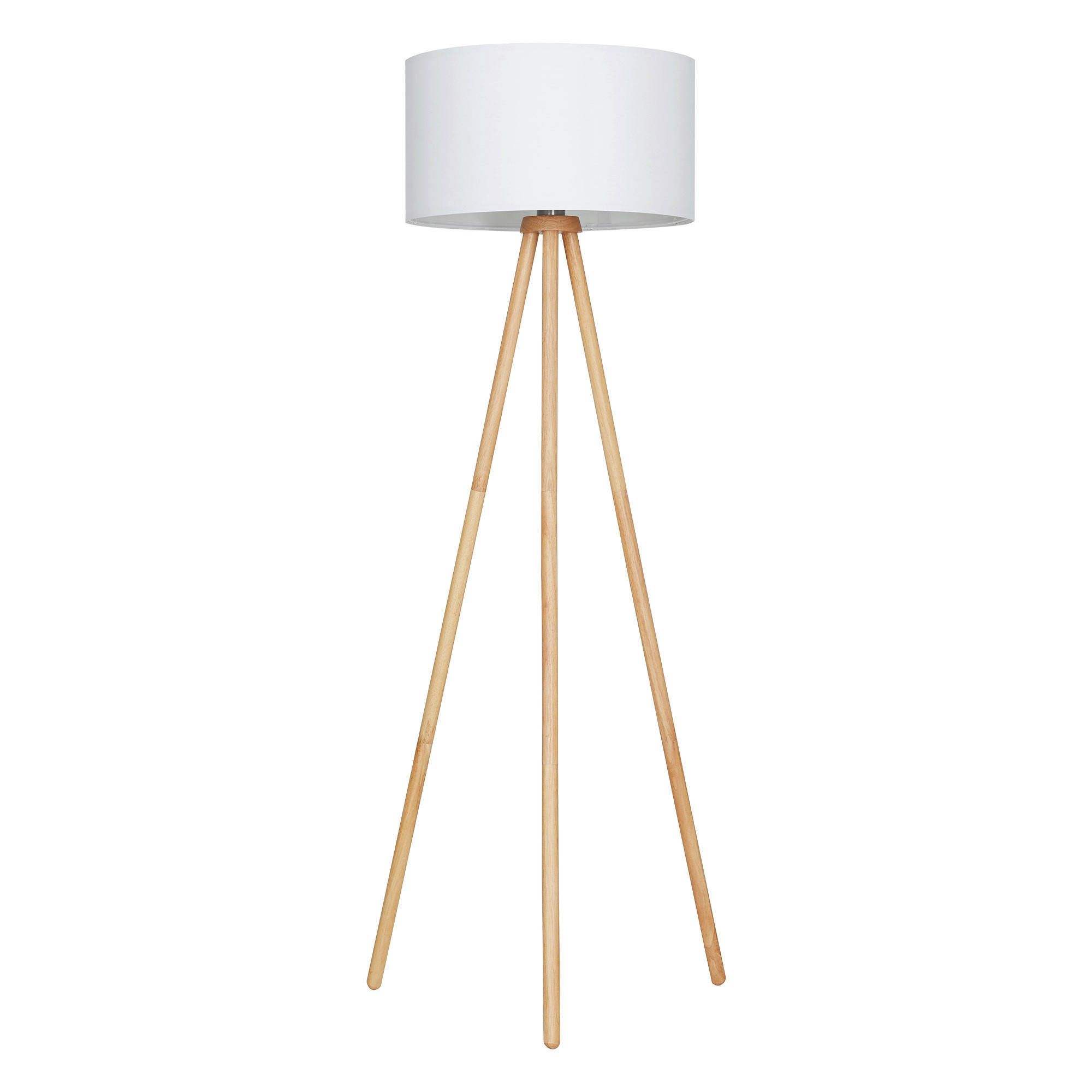 STEHLEUCHTE 50/148 cm    - Buchefarben/Weiß, Natur, Holz/Textil (50/148cm)