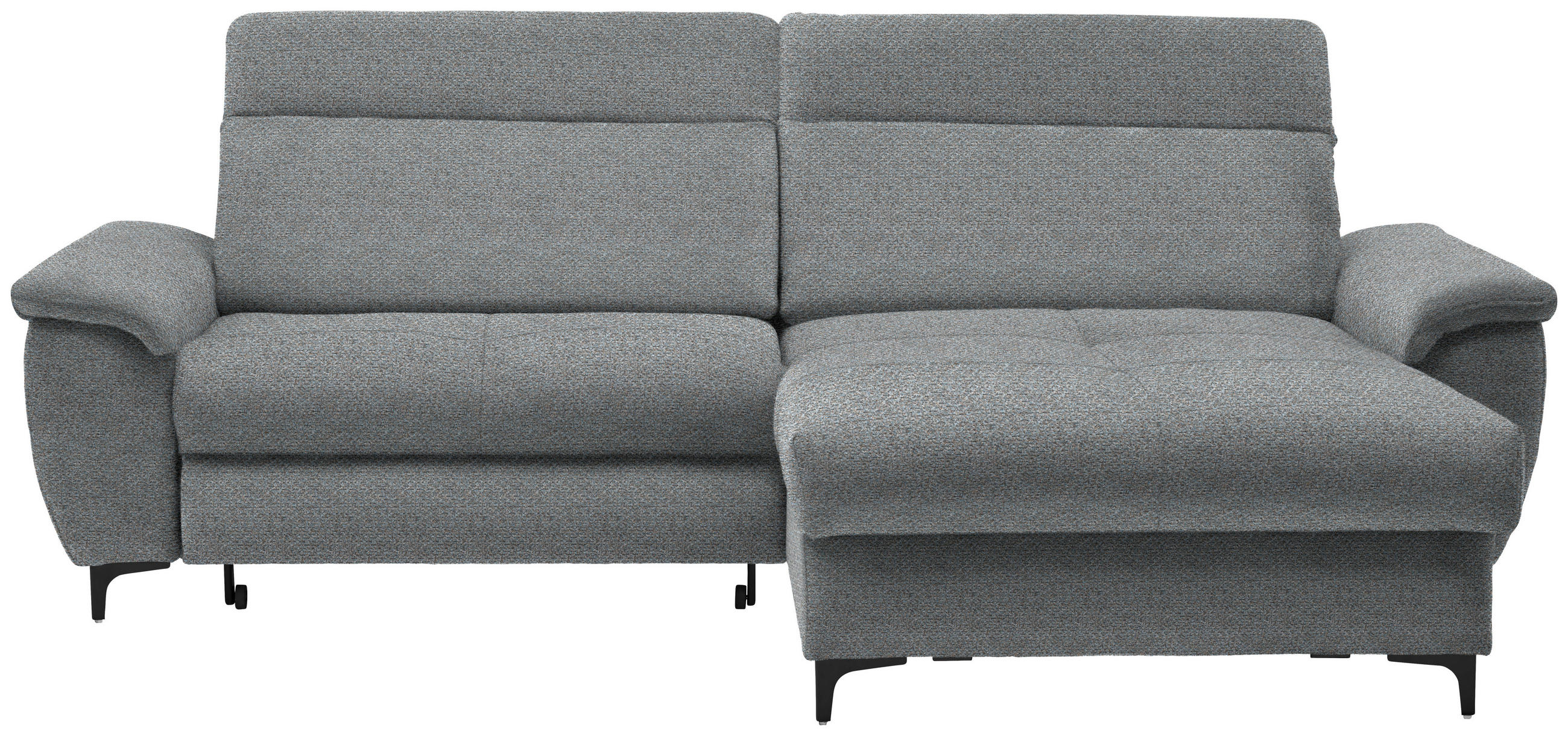 ECKSOFA in Chenille Blaugrau  - Blaugrau/Schwarz, Design, Textil/Metall (185/256cm) - Stylife