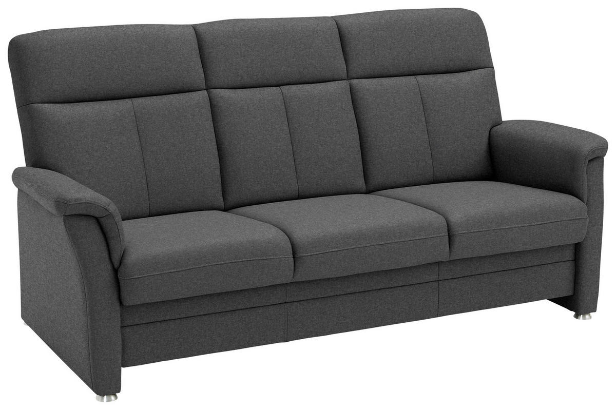 3-SITZER-SOFA Flachgewebe Dunkelgrau  - Dunkelgrau/Alufarben, Konventionell, Textil/Metall (194/100/89cm) - Beldomo Comfort