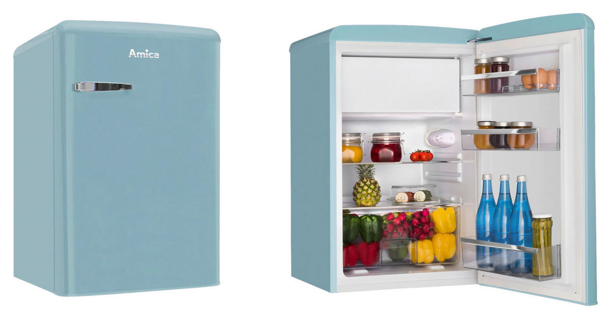 KÜHLSCHRANK 55/86/61,5 cm KS 15612 T  - Türkis, Basics, Glas/Metall (55/86/61,5cm) - Amica